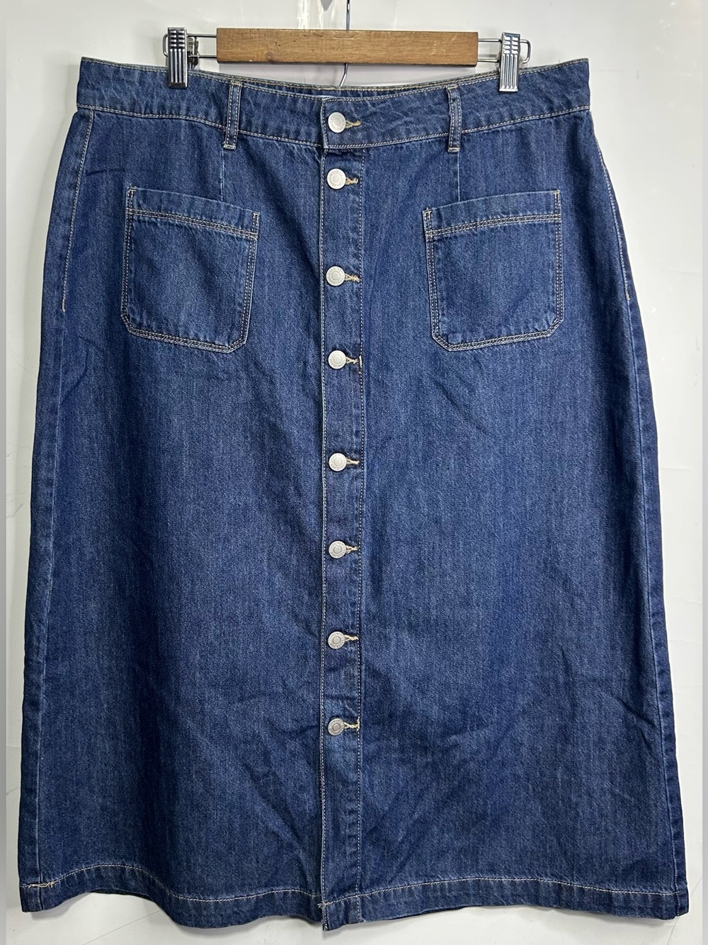 Marc New York Button Front Denim Midi Skirt Size 16